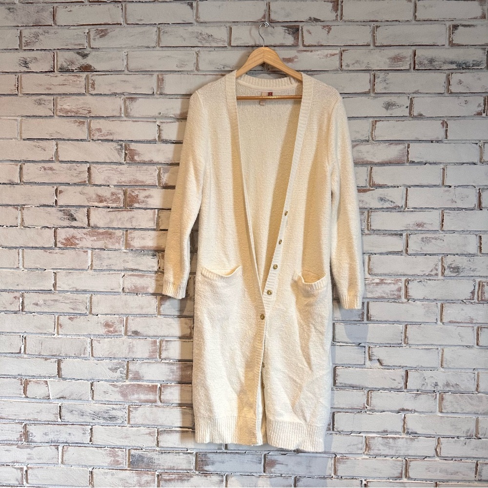 Pilcro Cream Long Pocket Cardigan Sweater Anthropologie